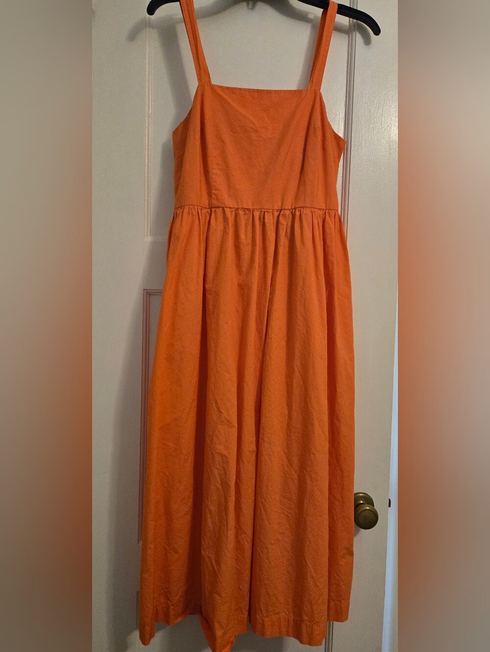 Women's Orange Square-Neck Midi Dress, Size Small